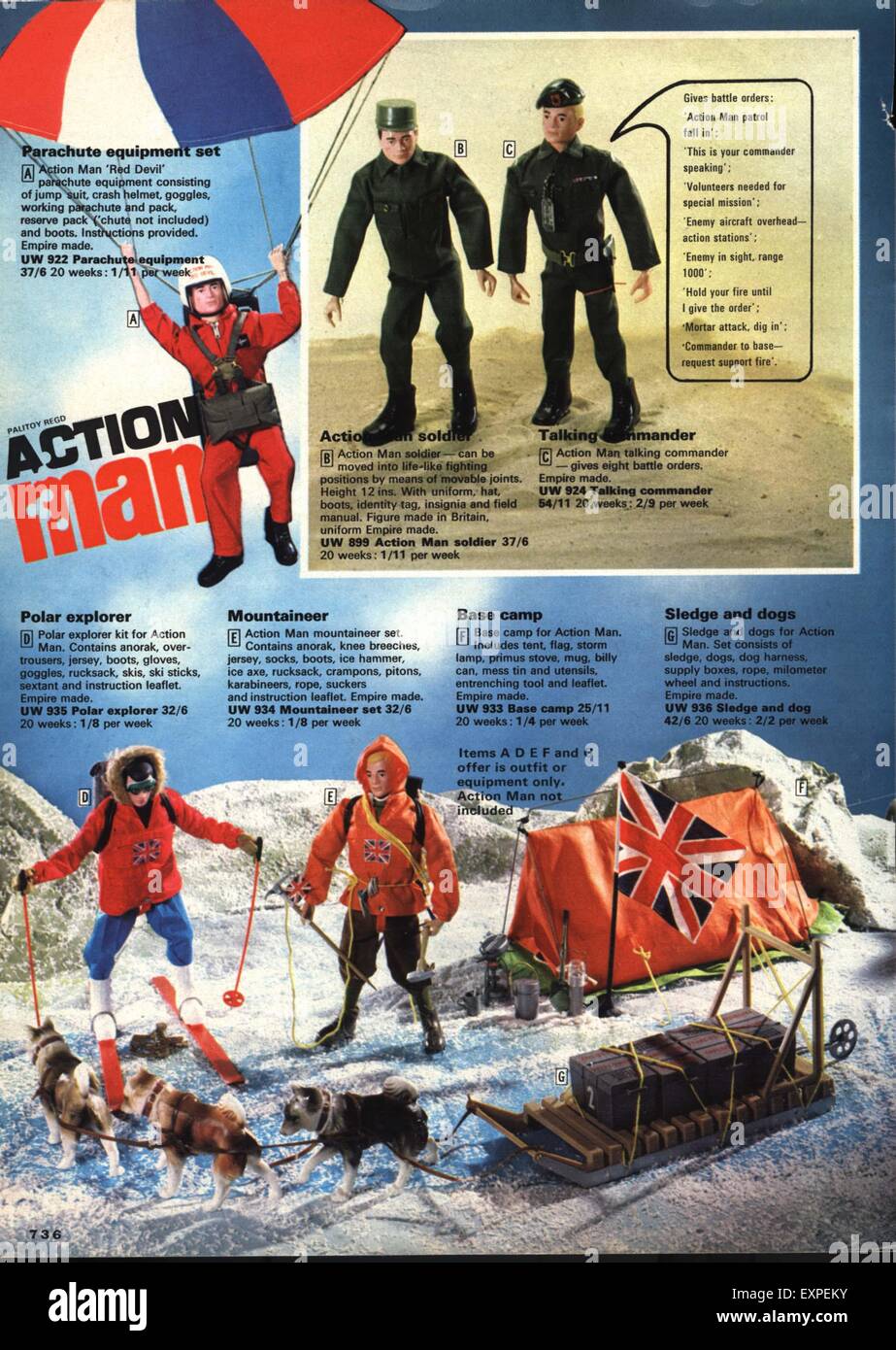 kromme Vechter Oneerlijk 1970s UK Action Man Catalogue/ Brochure Plate Stock Photo - Alamy