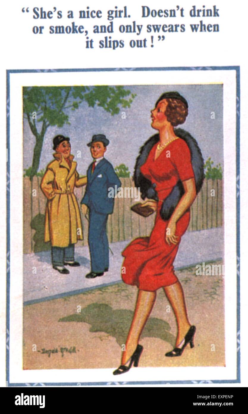 1940s UK Saucy Seaside Postcard Stock Photo