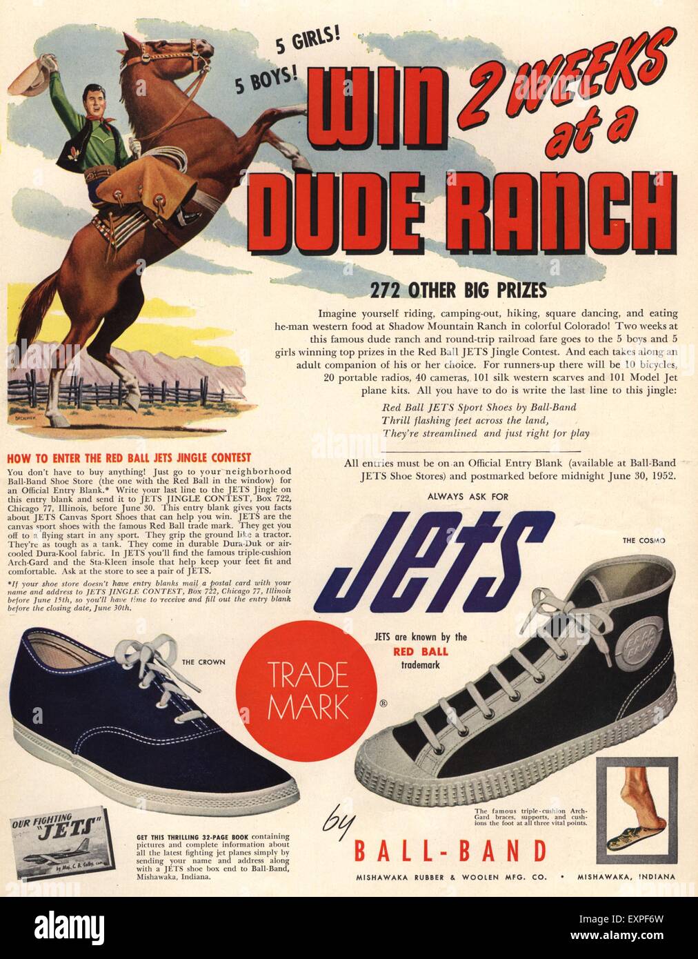 1950s USA Jets Shoes Magazine Advert Stock Photo