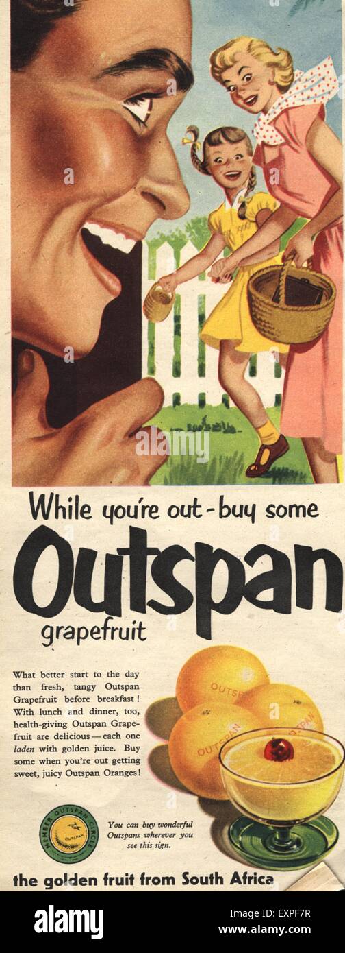 1950s UK Outspan Magazine Advert Stock Photo - Alamy