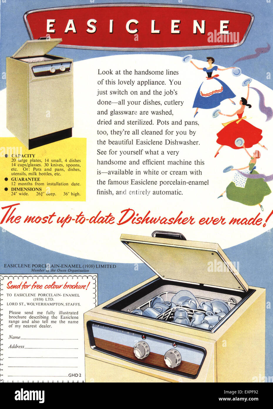 1950s UK Easiclene Dishwashers Magazine Advert Stock Photo Alamy