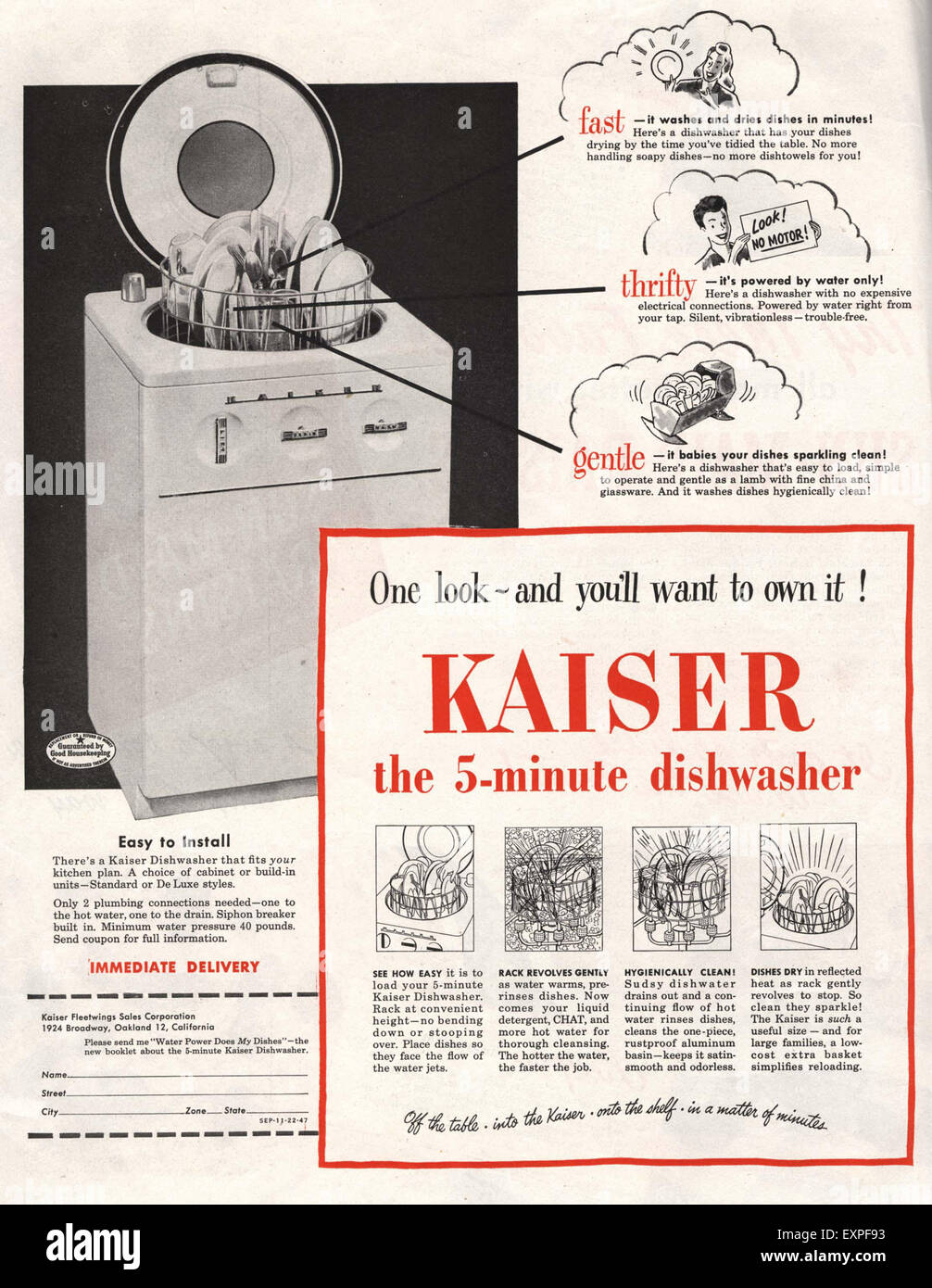 1940s USA Kaiser Dishwashers Magazine Advert Stock Photo Alamy