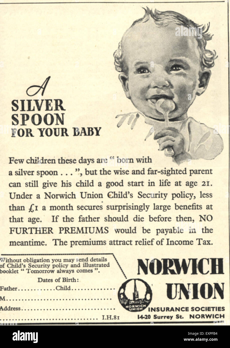 1950s UK Norwich Union Magazine Advert Stock Photo - Alamy