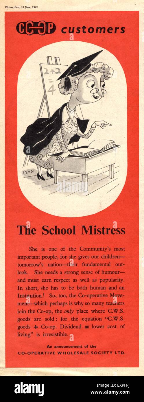 1950s UK The Co-op Magazine Advert Stock Photo