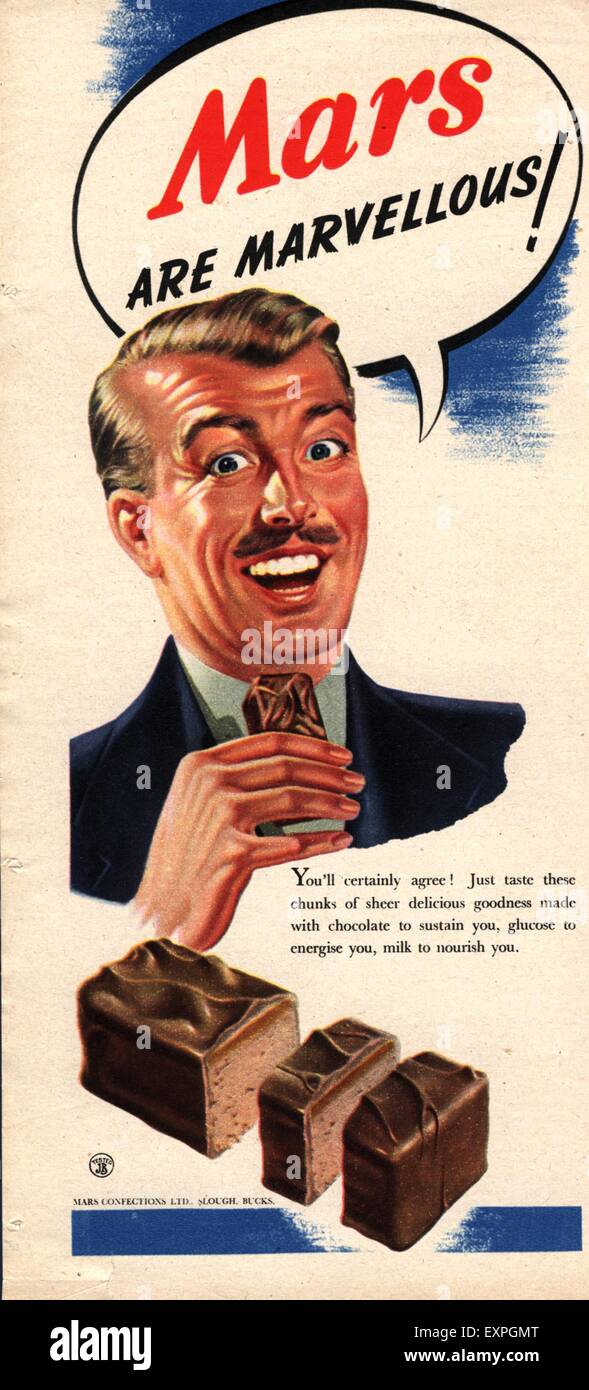 1940s UK Mars Magazine Advert Stock Photo - Alamy