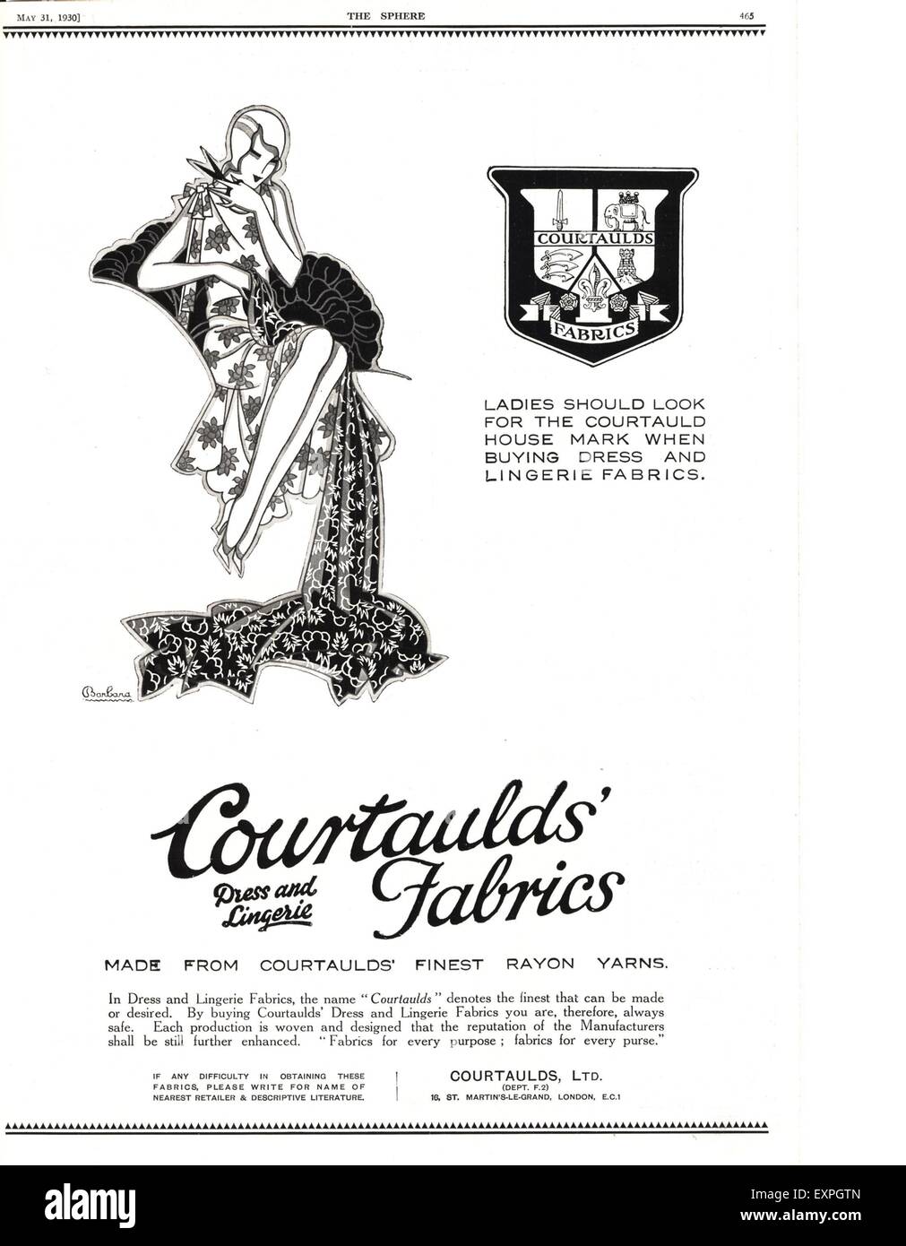 1930s UK Courtaulds Magazine Advert Stock Photo Alamy