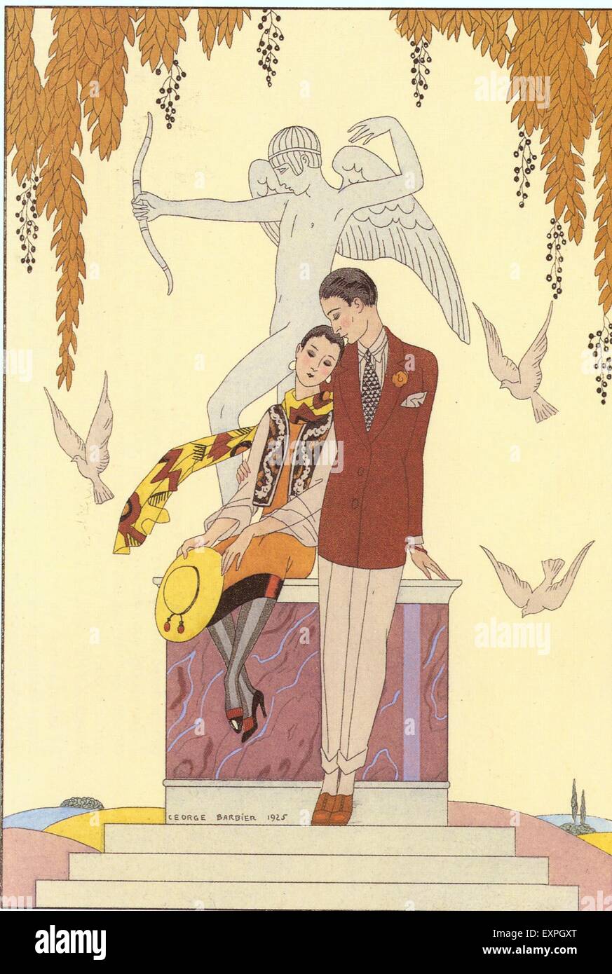 1920s France George Barbier Magazine Plate Stock Photo