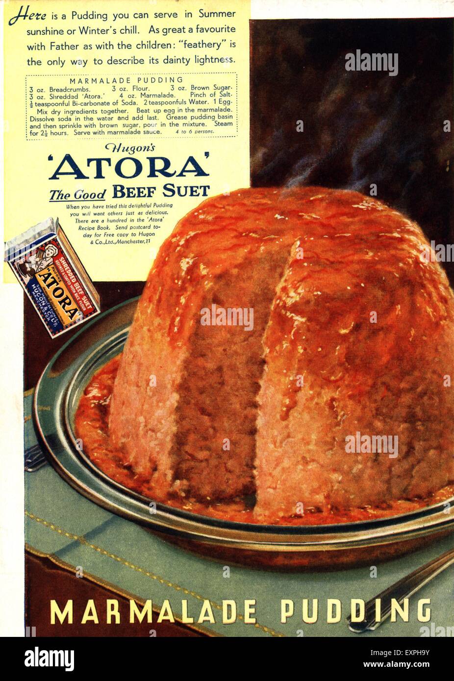 1930s UK Atora Suet Magazine Advert Stock Photo Alamy