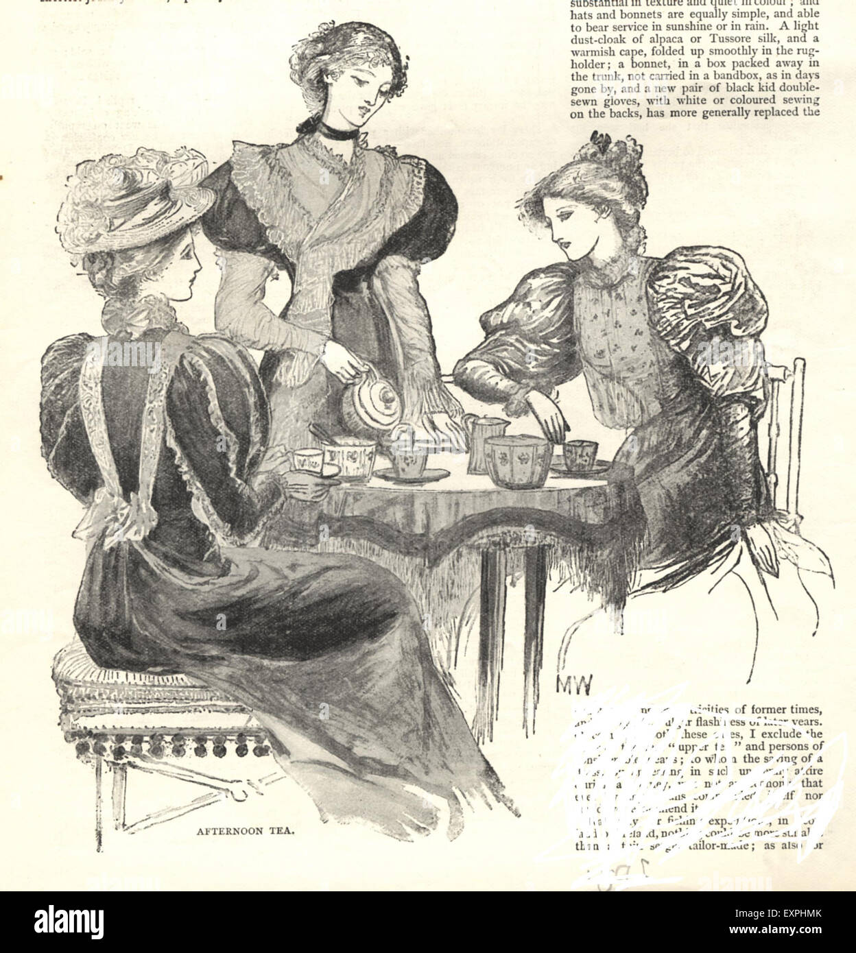 1890s UK Afternoon Tea Magazine Plate Stock Photo