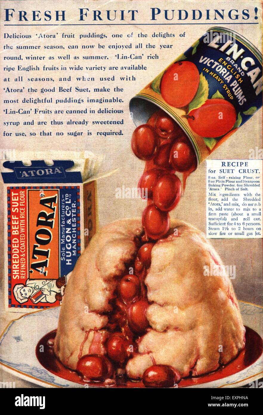 1930s UK Atora Suet Magazine Advert Stock Photo Alamy