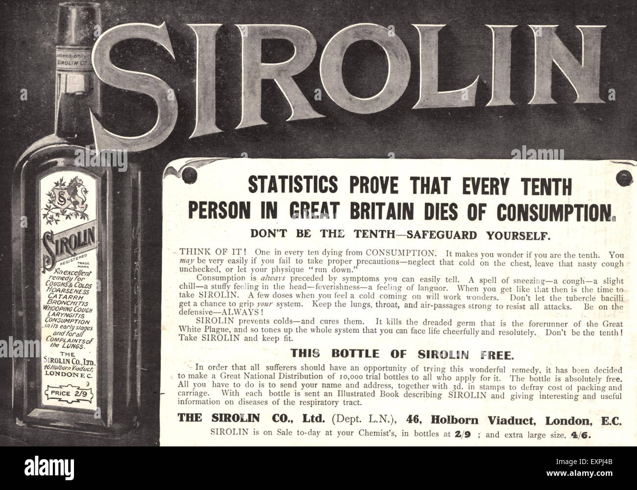 1900s UK Sirolin Magazine Advert Stock Photo - Alamy