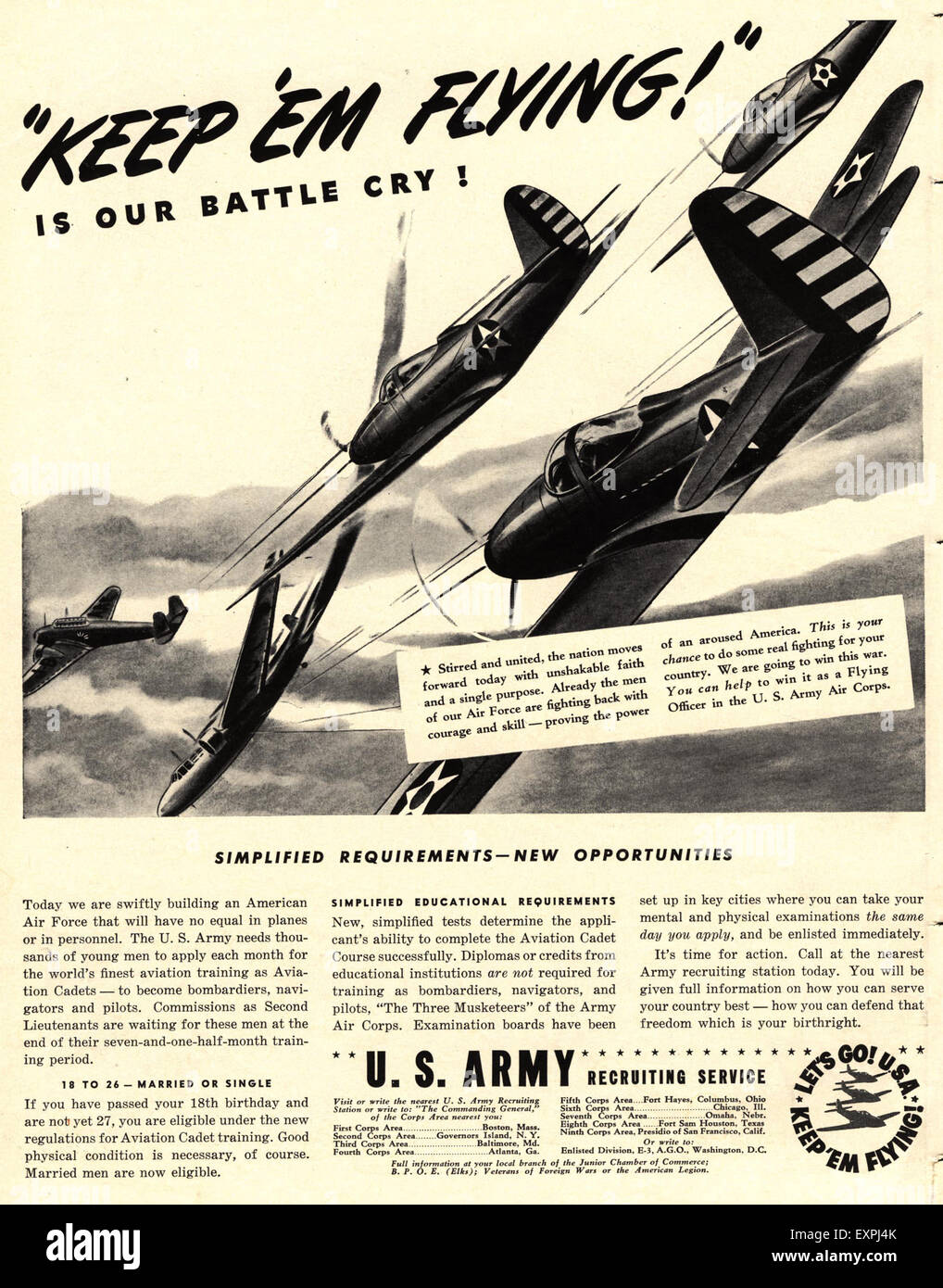 1940s USA Aviation  US  Army Magazine Advert Stock Photo