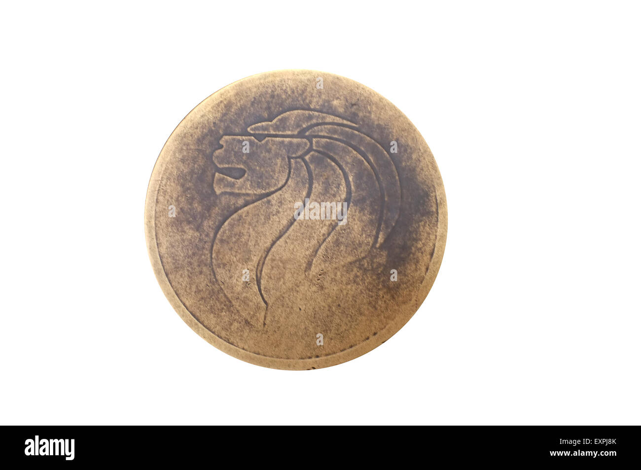 Lion Head antiqued bronze coin