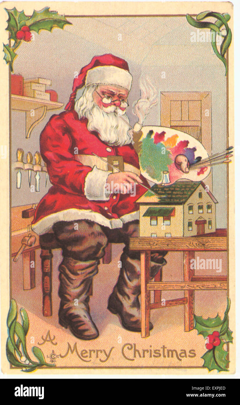 1900s UK Christmas Greetings Card Stock Photo
