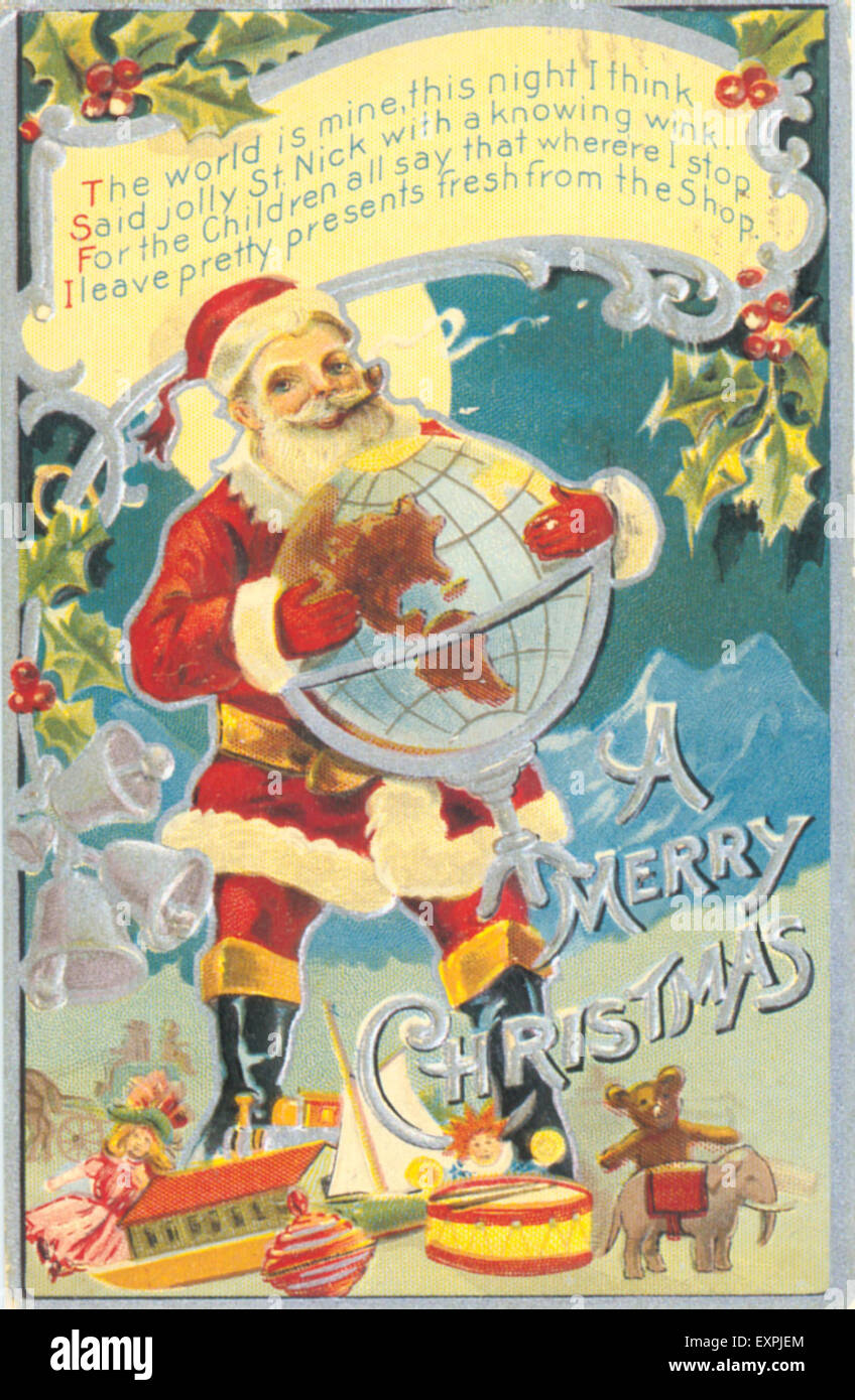 1910s UK Christmas Greetings Card Stock Photo