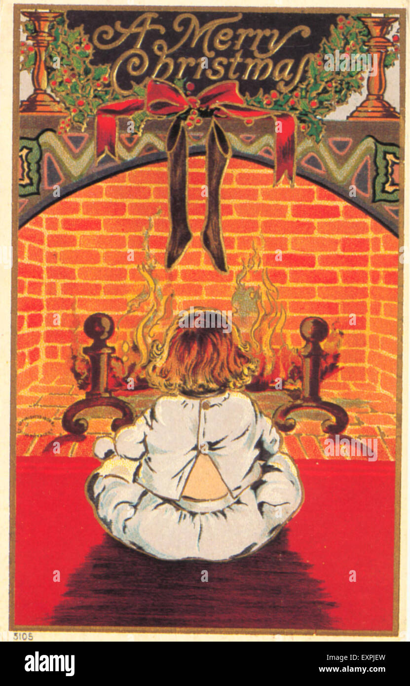 1930s USA Christmas Greetings Card Stock Photo