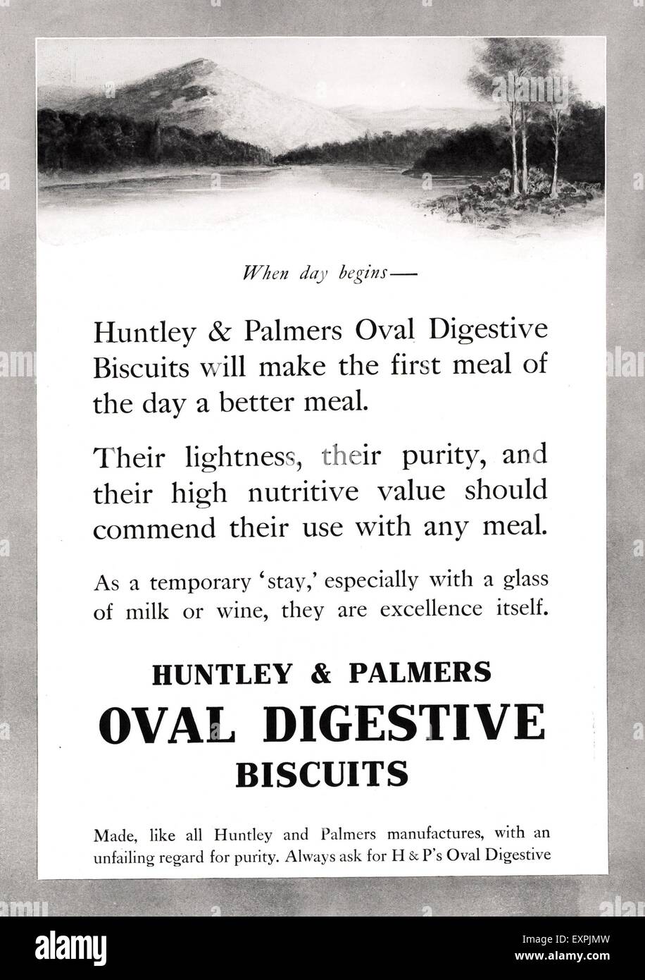 1900s UK Huntley and Palmers Magazine Advert Stock Photo