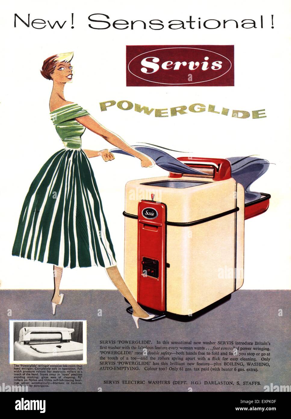 1950s UK Servis Washing Machines Magazine Advert Stock Photo