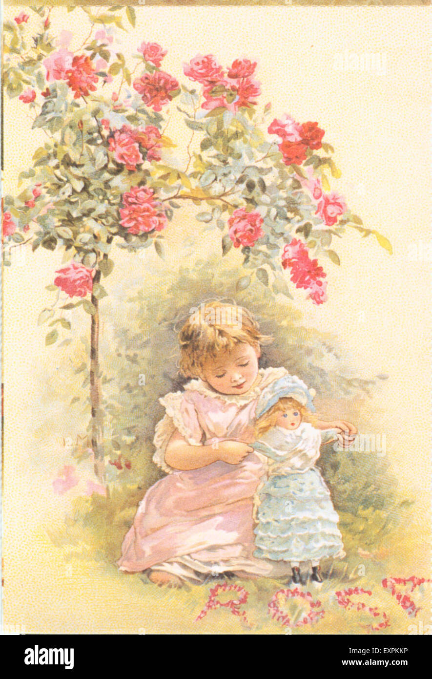 1880s UK Children Playing Magazine Plate Stock Photo