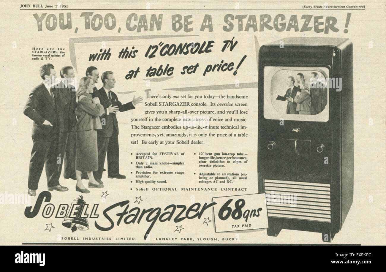 1950s UK Stargazer Magazine Advert Stock Photo