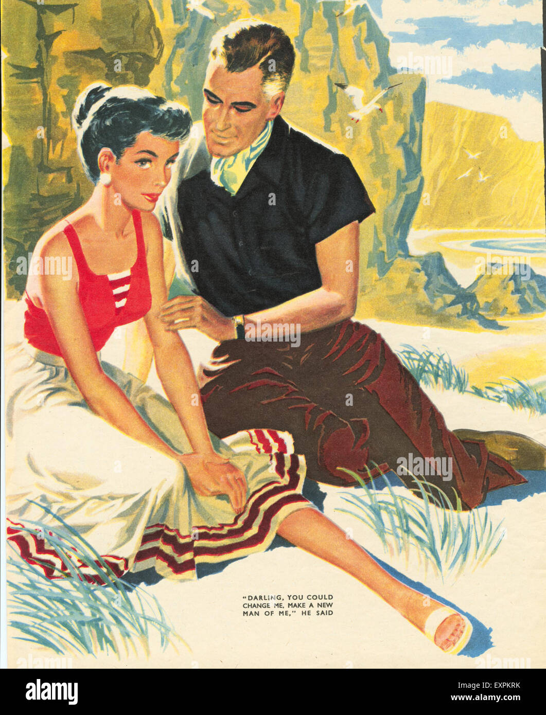 1950s USA Story Illustration Romance Magazine Plate Stock Photo - Alamy