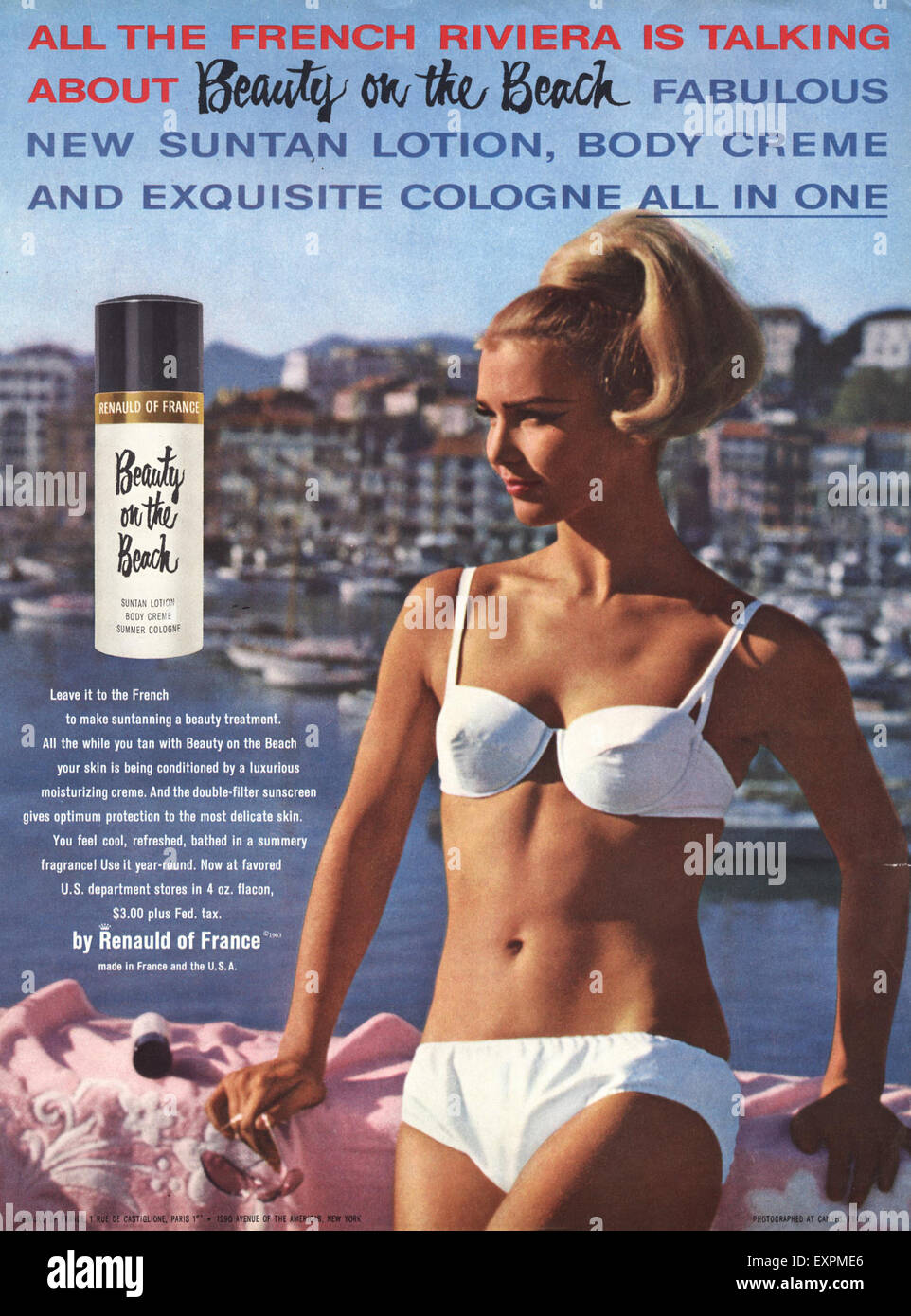 1960s UK Beauty on the Beach Magazine Advert Stock Photo