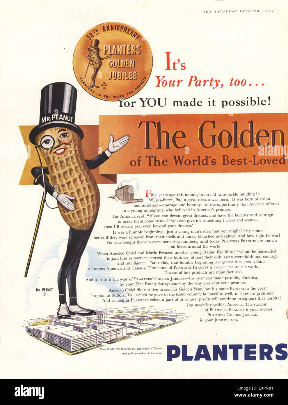 1930s USA Planters Peanuts Magazine Advert Stock Photo Alamy