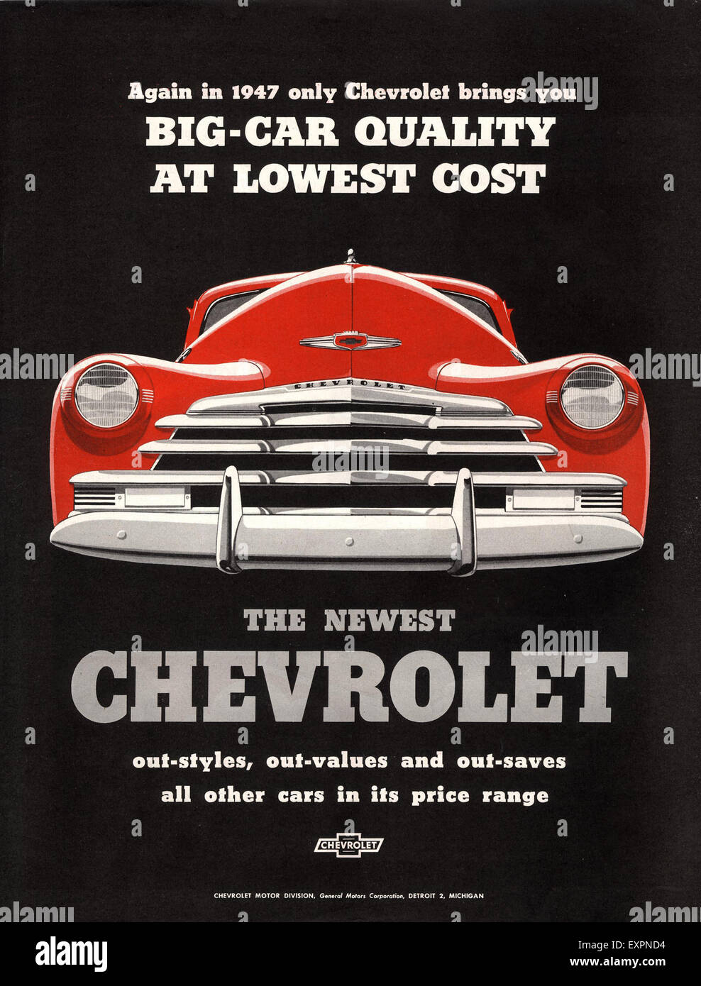 1940s USA Chevrolet Magazine Advert Stock Photo