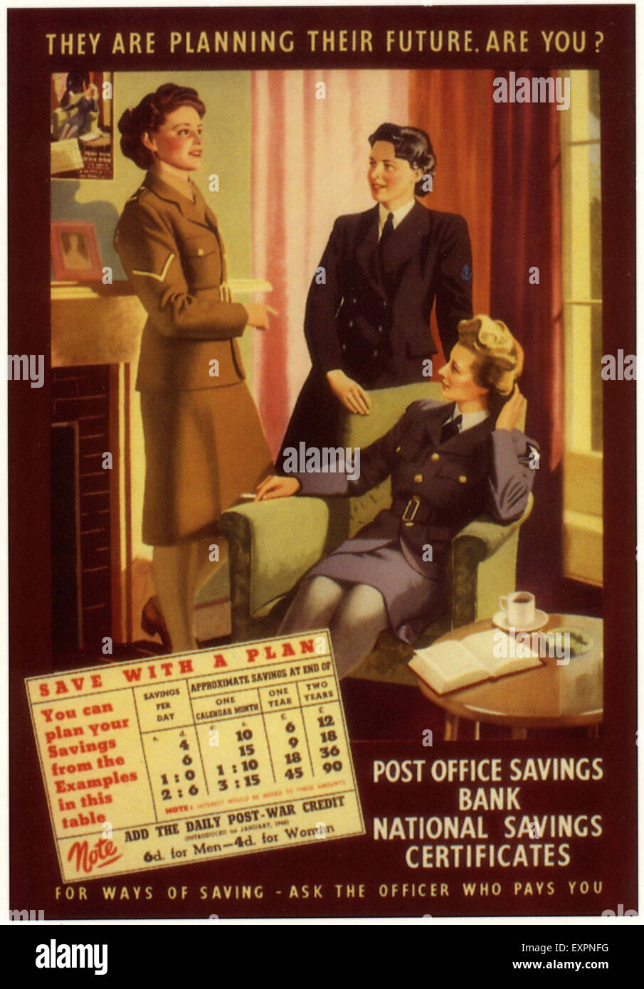 1940s UK National Savings Poster Stock Photo