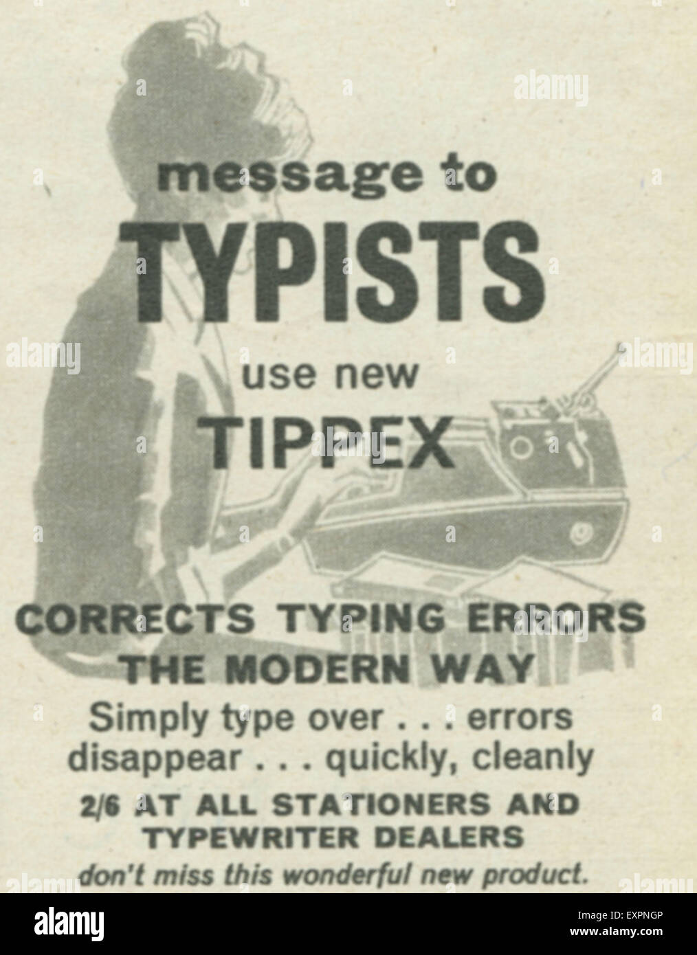 1960s UK Tippex Magazine Advert Stock Photo