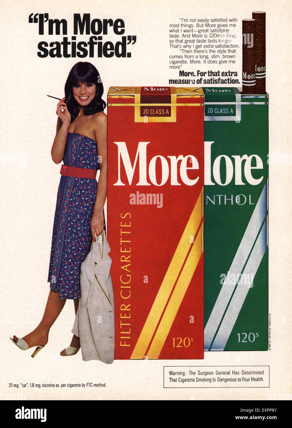 skinny brown cigarettes from the 70s 1970s advert woman hi-res stock photography and images