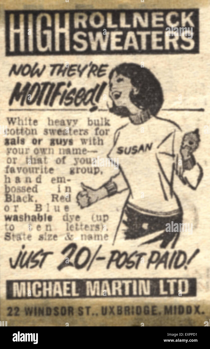 1960s vintage magazine advertisement advertising Sportsmoor shirt for men  by Cox Moore of Old Bond Street London England UK Stock Photo - Alamy