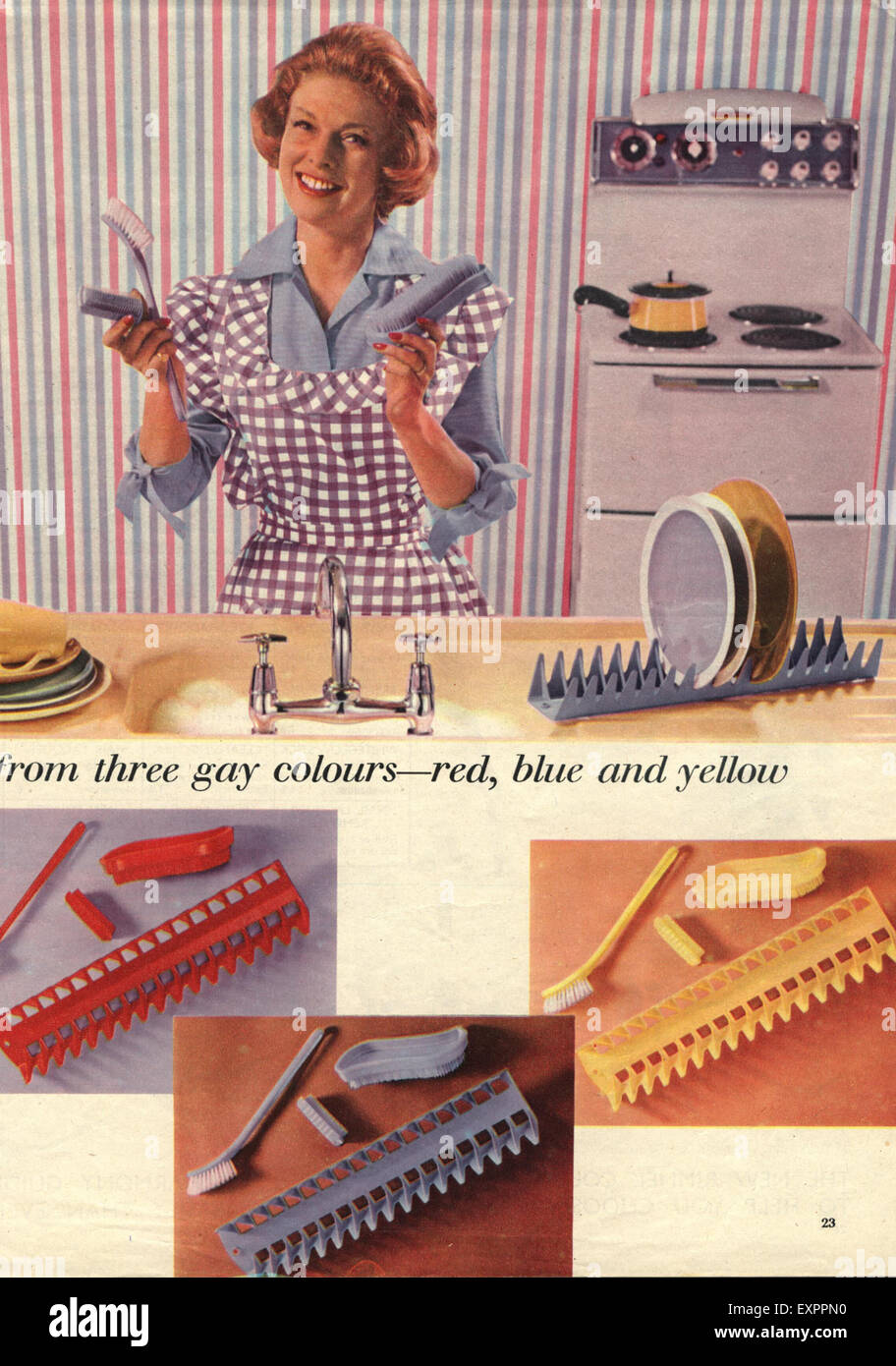 1960s UK Washing Up Magazine Advert (detail) Stock Photo