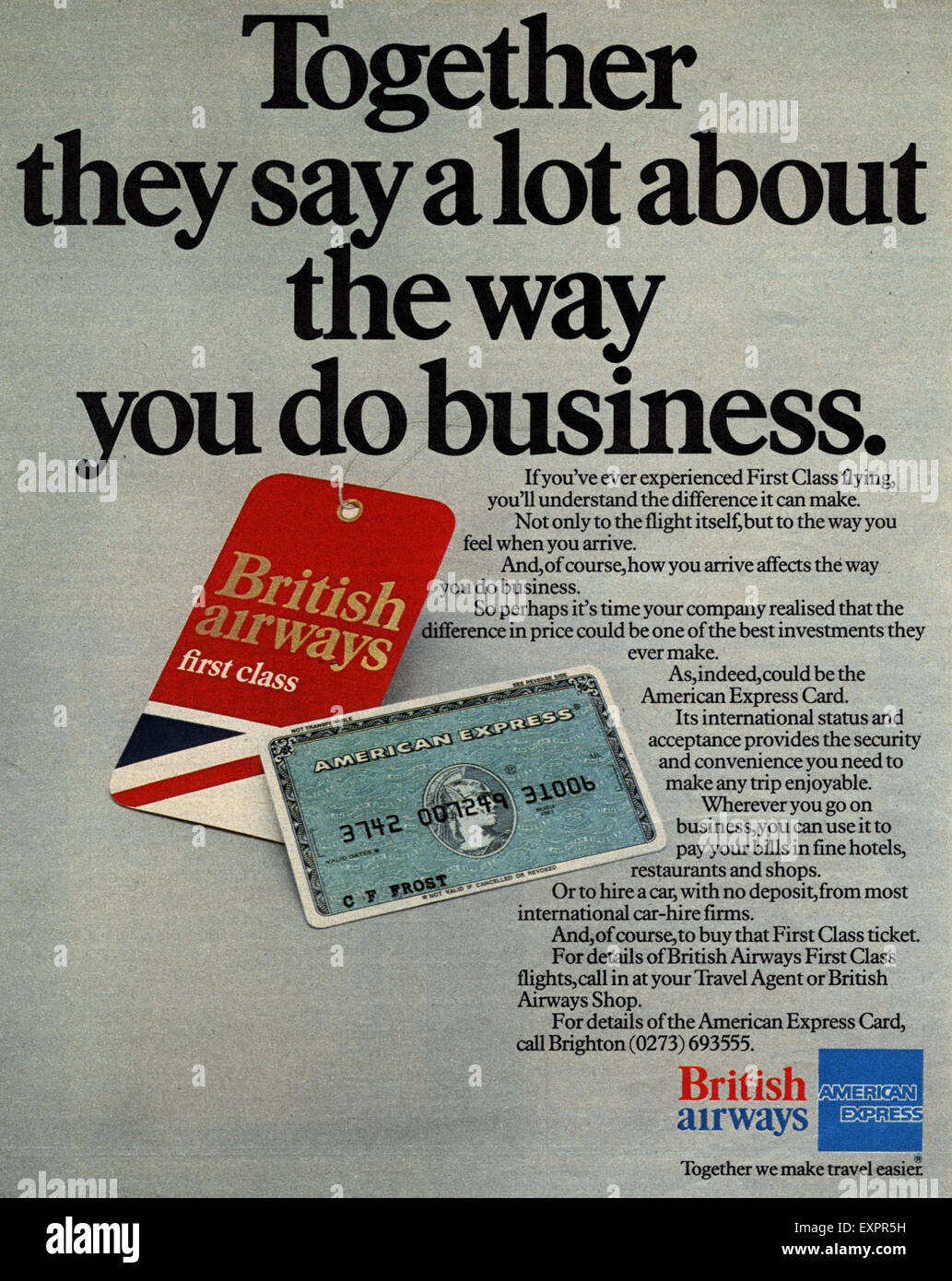 1970s UK British Airways American Express Magazine Advert Stock Photo Alamy