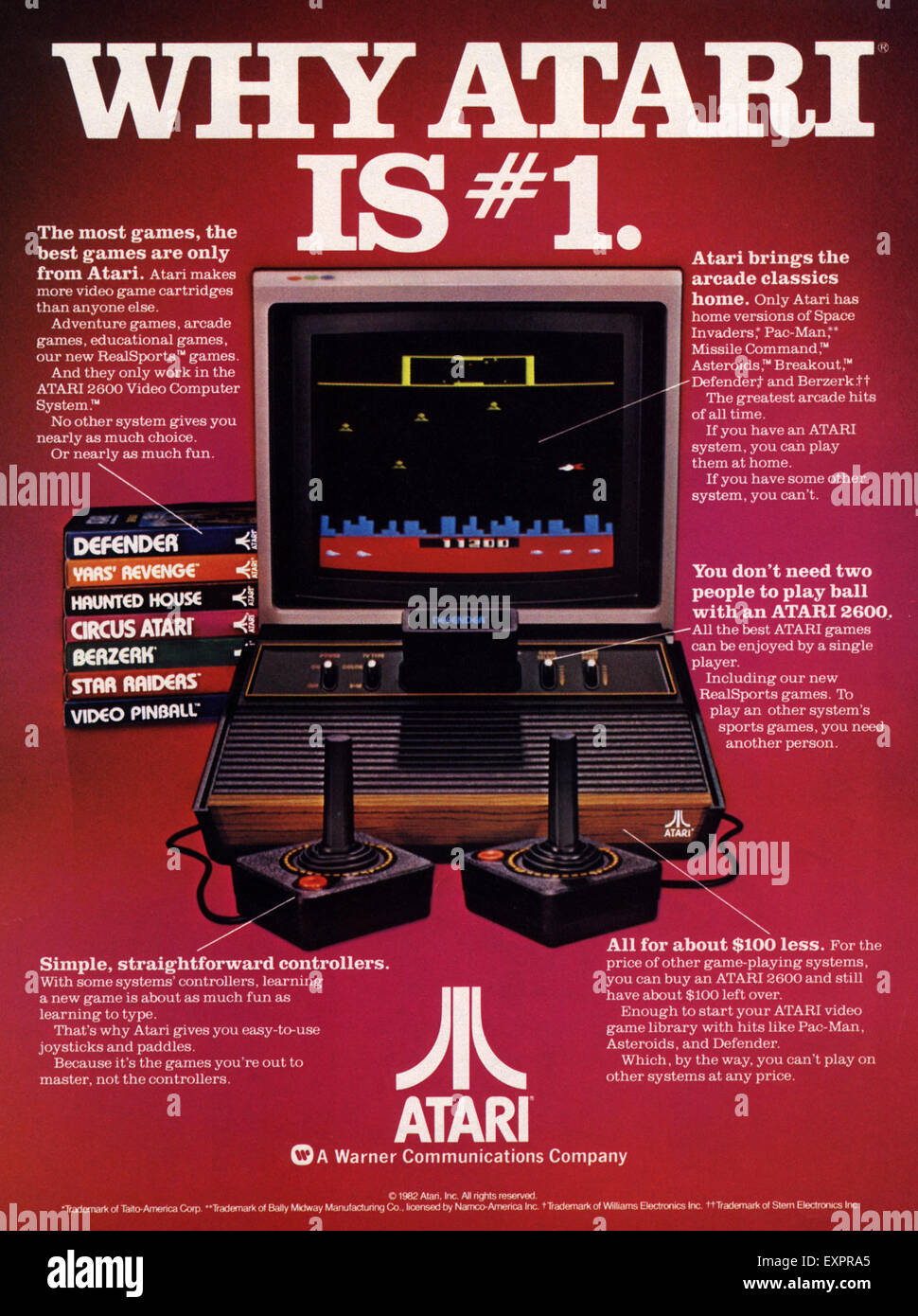 1980s USA Atari Space Invaders Magazine Advert Stock Photo