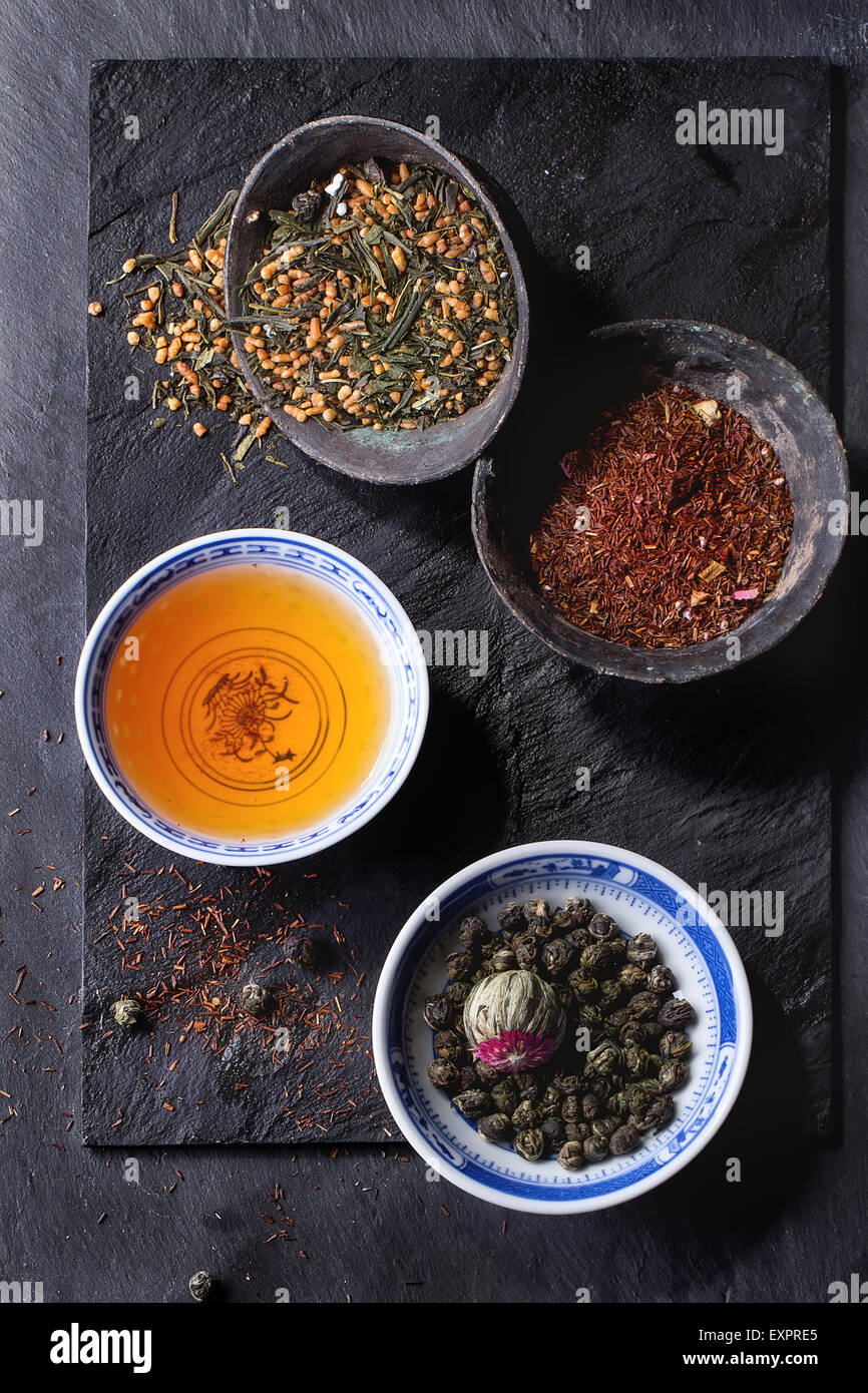 Assorted Made Tea Assortment of dry tea Stock Photo - Alamy