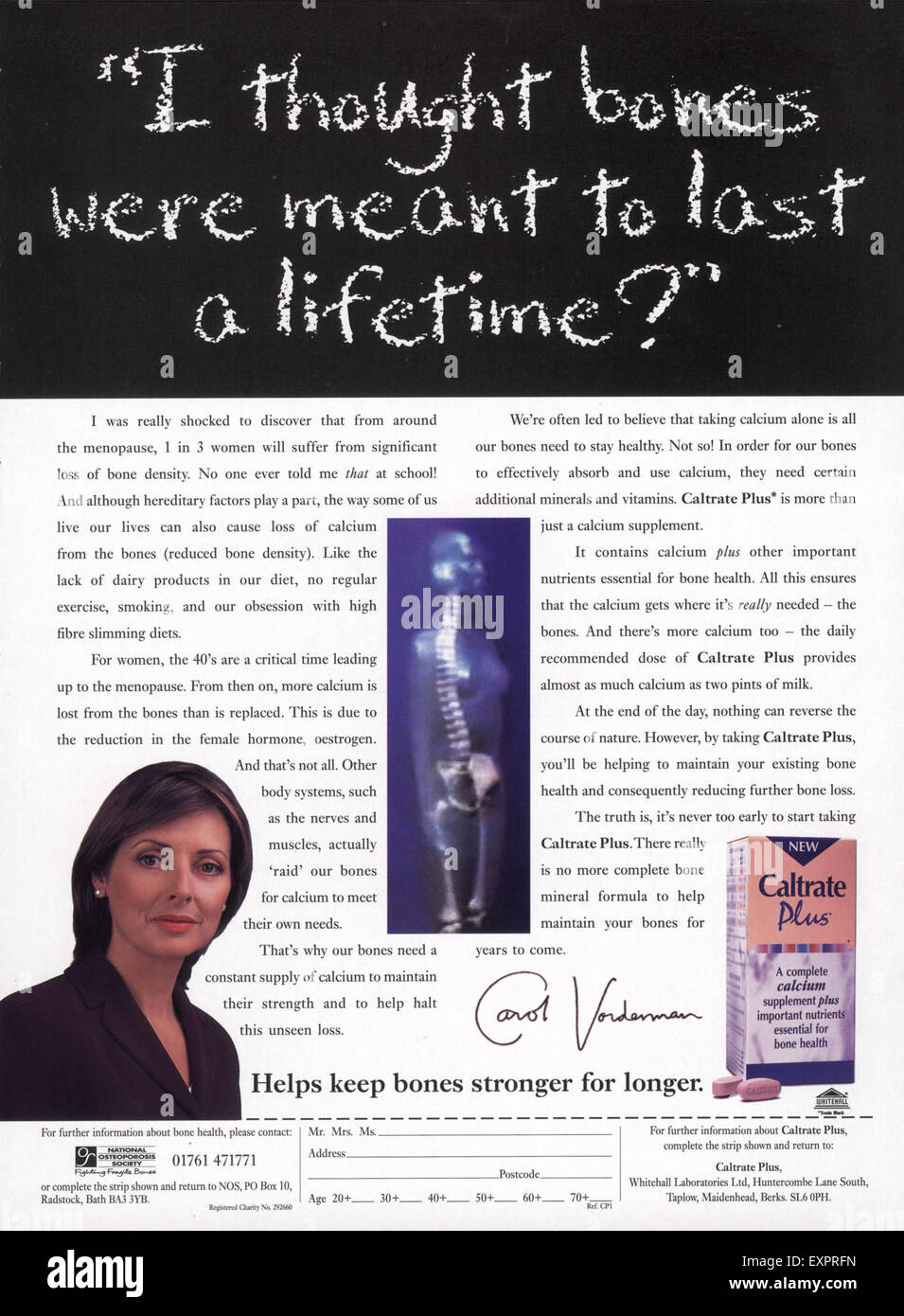 1990s UK Caltrate Magazine Advert Stock Photo