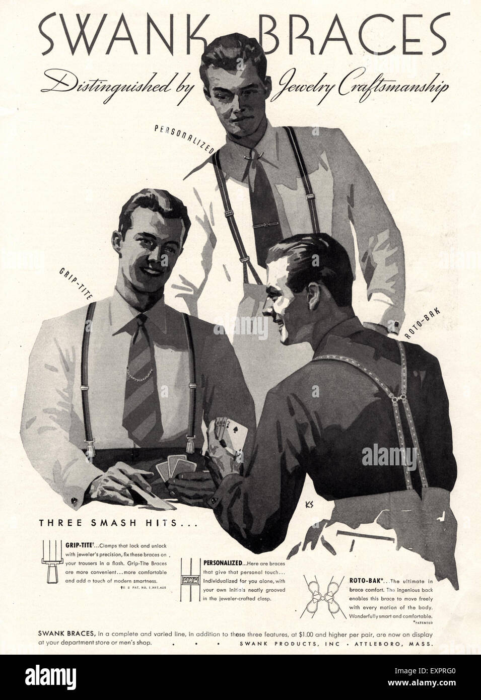 1950s USA Swank Braces Magazine Advert Stock Photo Alamy
