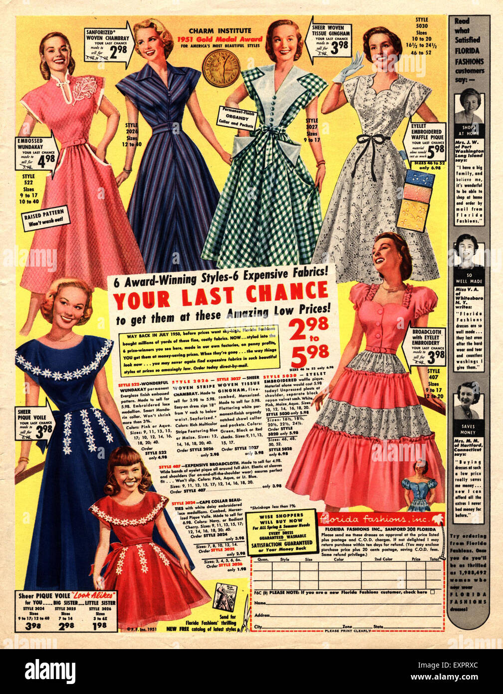 1950s USA Florida Fashion Inc Magazine Advert Stock Photo - Alamy
