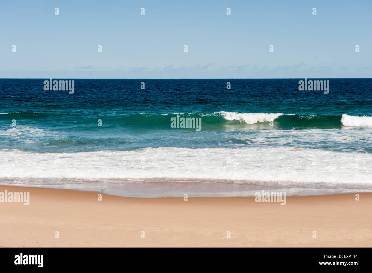 Arembepe, Bahia State, Brazil. Sky, sea, wave, sand. Stock Photo