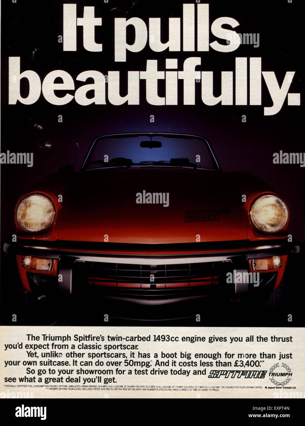 1970s UK Triumph Spitfire Cars Magazine Advert Stock Photo