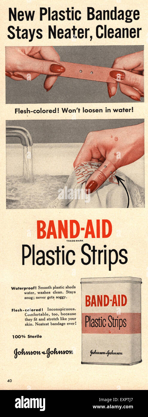 1950s USA Johnson and Johnson Magazine Advert Stock Photo - Alamy