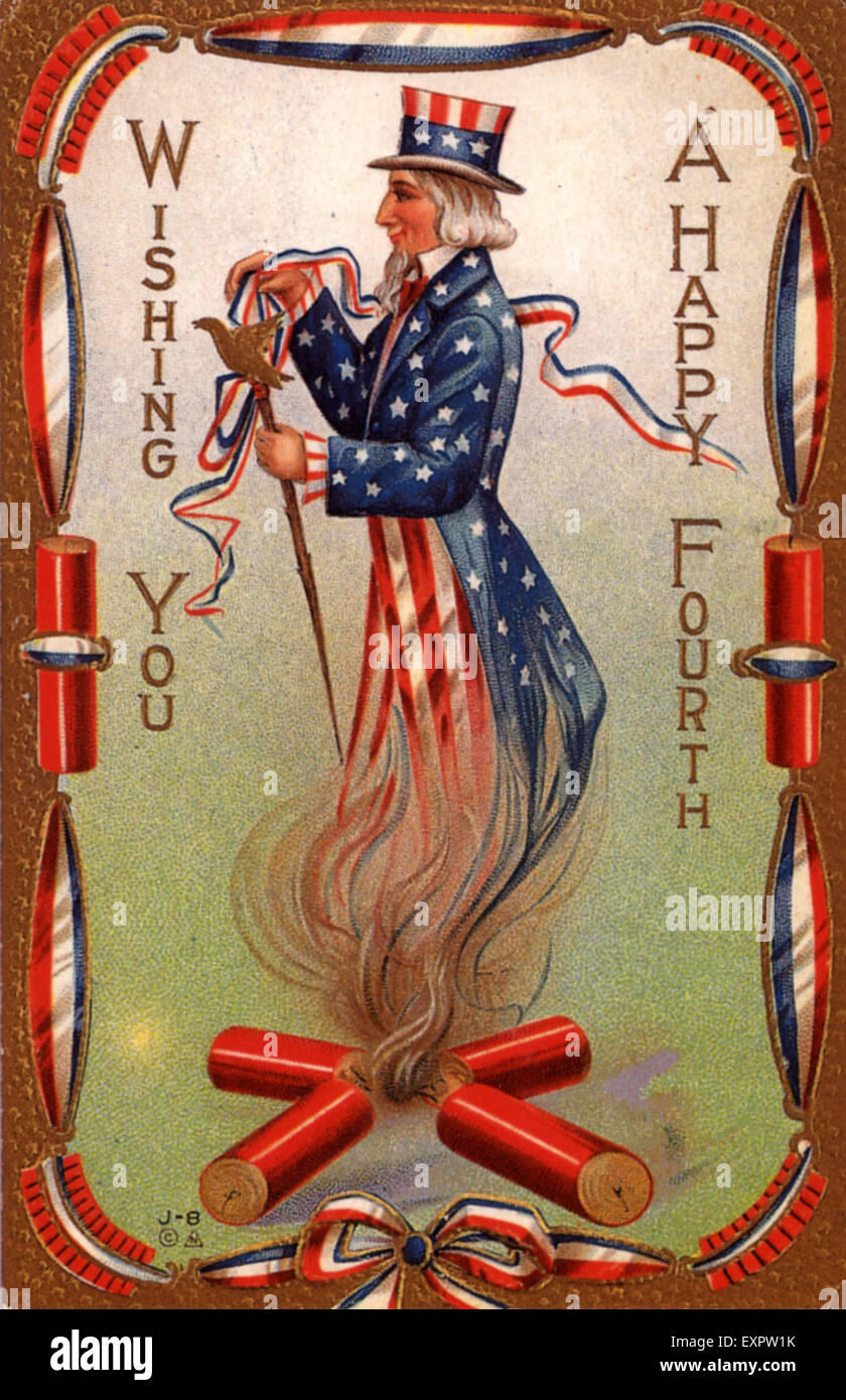 1900s USA Independance day cards July 4th Greetings Card Stock Photo