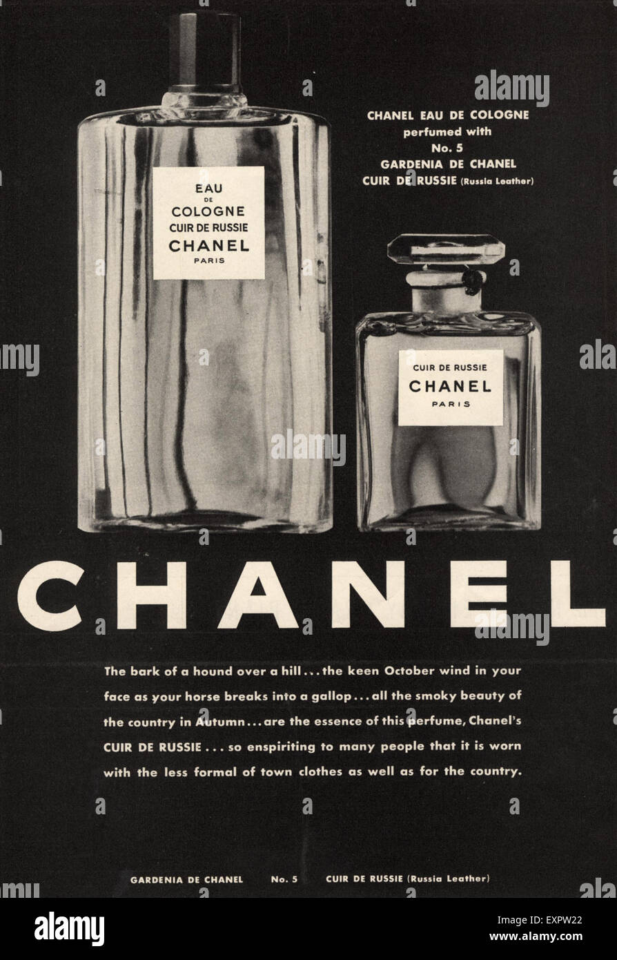 1950s USA Chanel Cuir De Russie Magazine Advert Stock Photo - Alamy