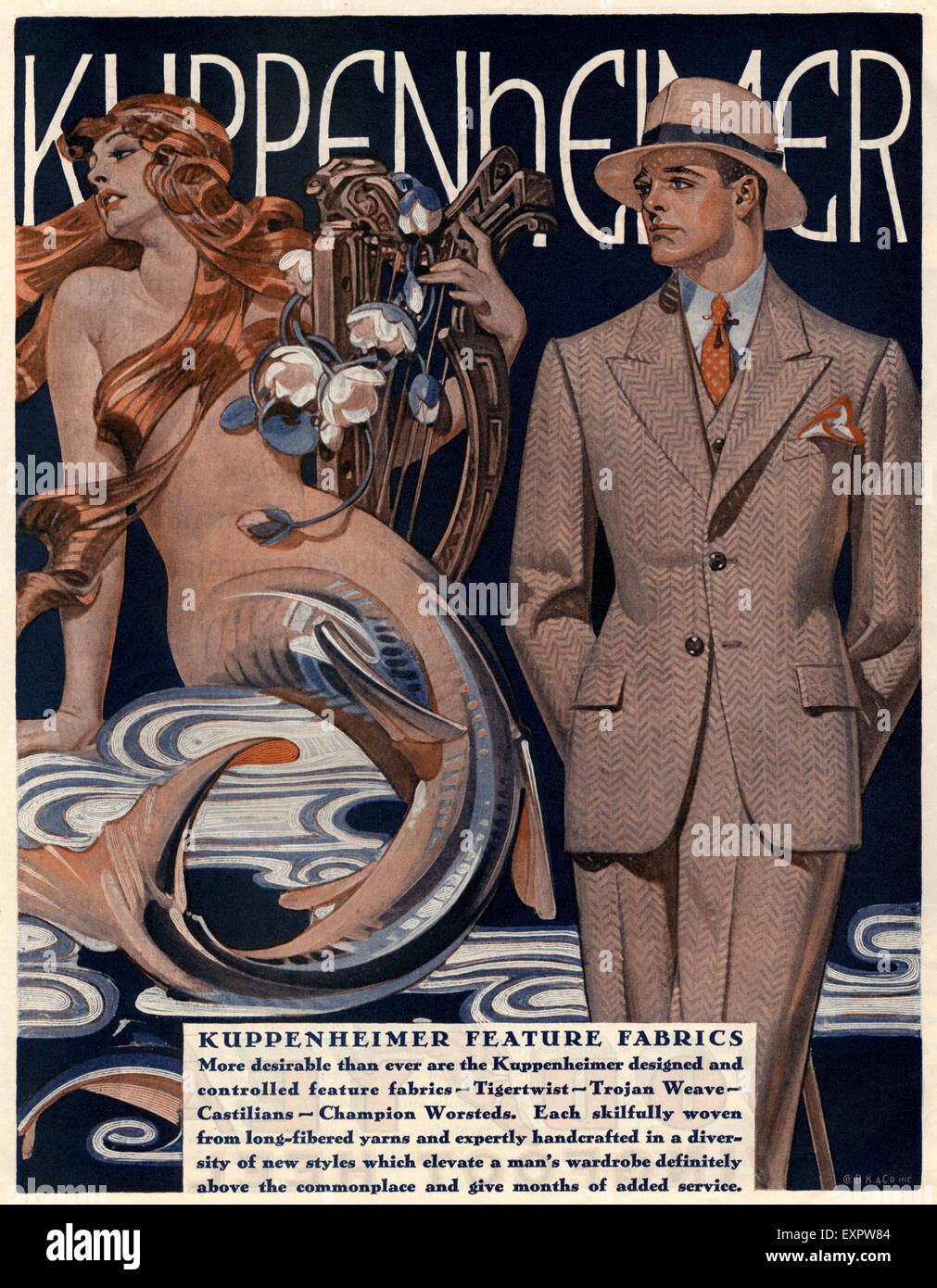 1930s USA Kuppenheimer Magazine Advert Stock Photo