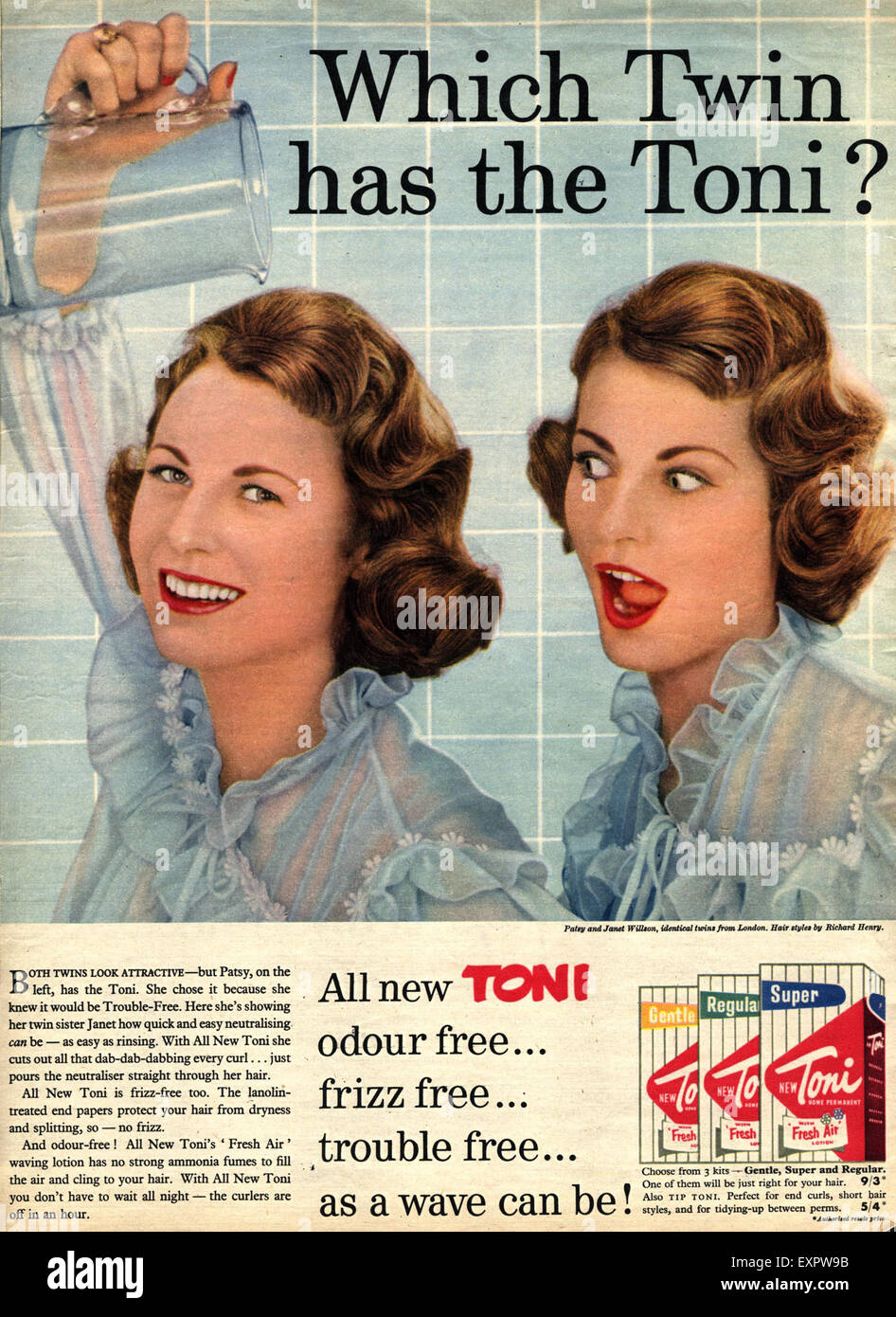 1950s Uk Toni Perms Magazine Advert Stock Photo 85325335 Alamy