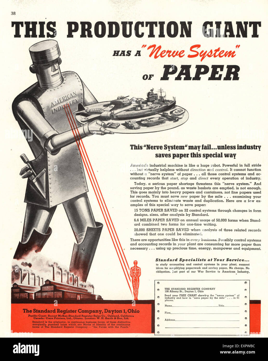 1930s USA The Standard Register Company Magazine Advert Stock Photo Alamy