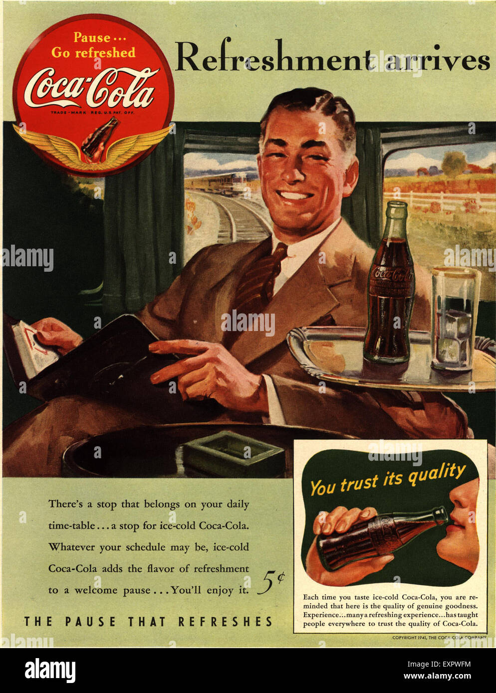 1940s USA Coca-Cola Magazine Advert Stock Photo - Alamy