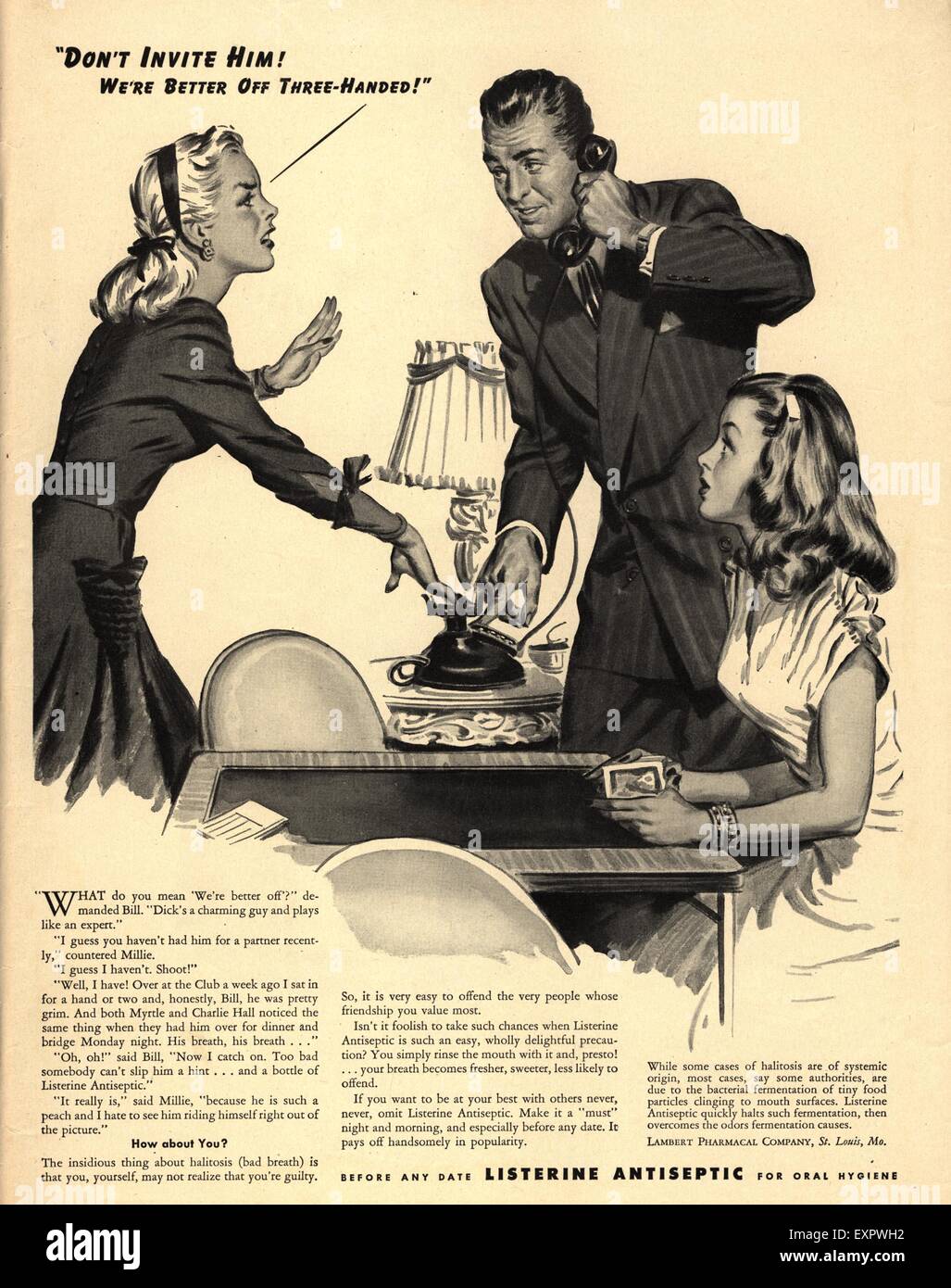 1940s USA Listerine Magazine Advert Stock Photo - Alamy