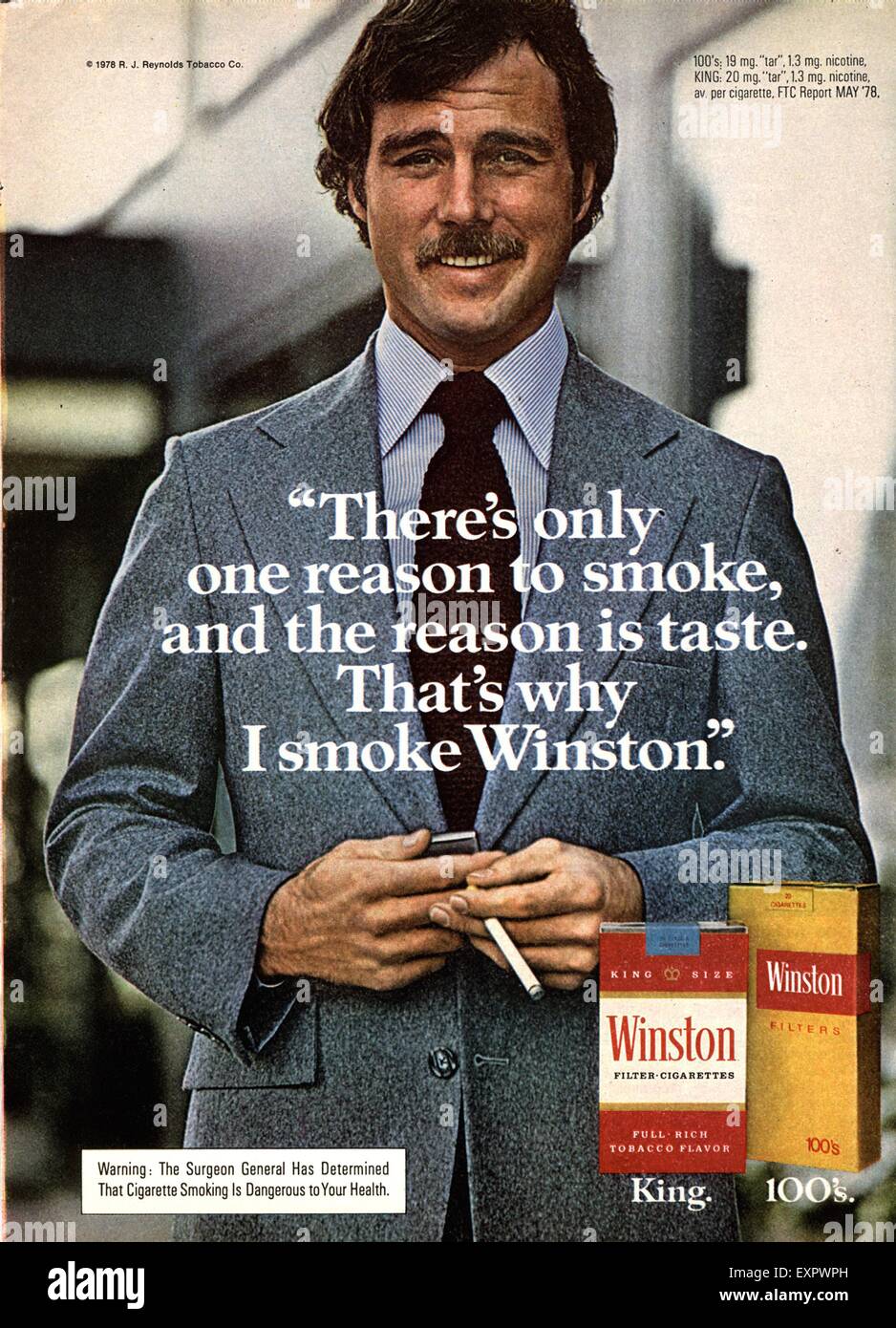 winston cigarette ads 1970 1970s USA Winston Magazine Advert Stock Photo